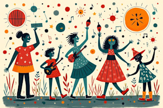 create doodle illustration for music album cover