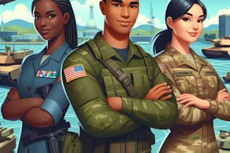 draw 2d game art military character design