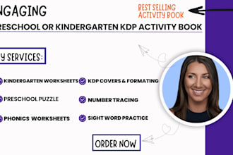 design kindergarten preschool kids activity book worksheets tracing workbook KDP