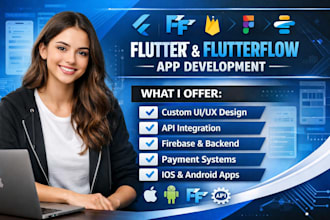 build full stack flutter or flutterflow mobile app UI UX and API layout design