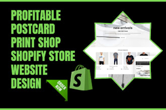 design professional postcard print shop banners, business cards, shopify website