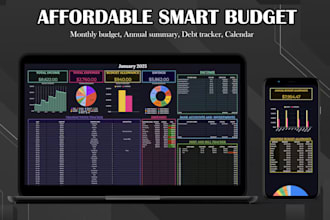 create a custom excel spreedsheet or budget planner and financial tracker