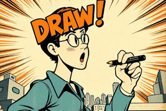 draw a retro vintage comic illustration
