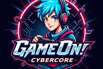 design high quality gaming computer girls mascot logo with free source file