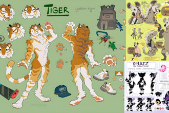 draw furry art furry reference sheet for your oc furry ref sheet fursona