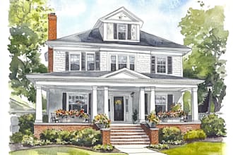 painted watercolor house portrait of your home