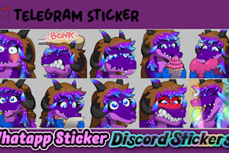 draw telegram sticker, emoji, furry art, furry character, sticker pack, animated