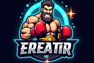 design high quality esport boxer mascot logo with creative concepts