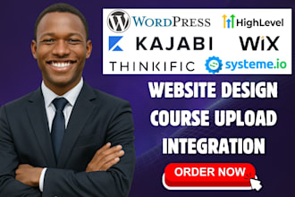 create wordpress, kajabi course website, wix online course sales page design