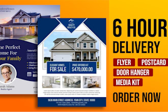 design real estate flyer, door hanger, media kit in 6 hours