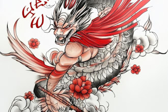 draw an oriental japanese tattoo