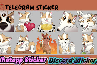 draw telegram sticker, whatsapp sticker, furry sticker, crypto sticker, discord