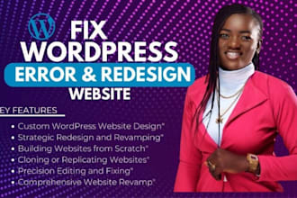 design, redesign, build, rebuild, clone, edit, fix or revamp wordpress website
