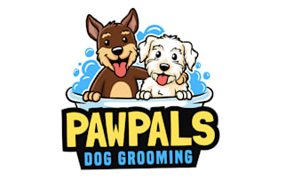 design fun dog grooming business logo