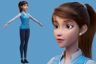 create unity 3d cartoon character design and rigging game ready animation model