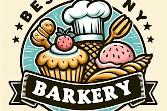 make vintage bakery food ice cream logo
