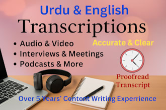 transcribe english and urdu audio and video to text