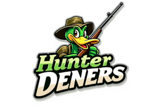 create beautiful duck hunter mascot logo design only 12 hours