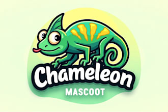 make eye catching chameleon mascot logo with express delivery