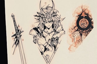 make custom tattoo anime into geometric design