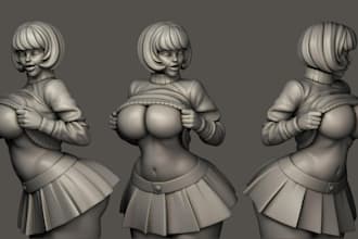sculpt 3d nsfw female character model, 3d print anime figures in blender zbrush