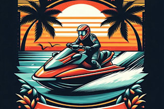 design t shirt summer jetski logo