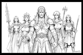 draw dnd party art, pathfinder group, and fantasy