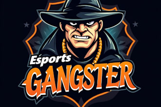 design high quality esport gangster mafia mascot logo with unlimited revision