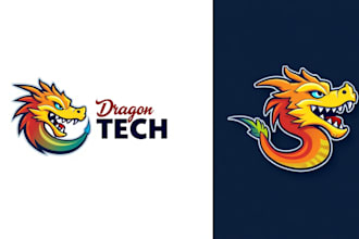 do awesome dragon head mascot logo design