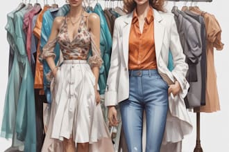 draw fashion illustration of clothes, models and accessories