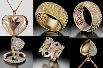 custom jewelry cad design 3d pendant, ring charm model for rendering 3d printing