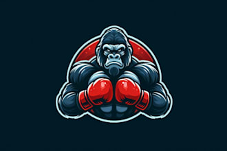 do boxing gorilla powerful animal mascot logo design