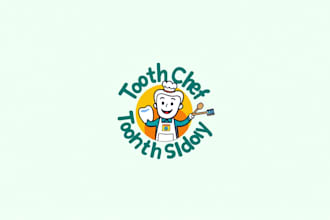 do tooth chef cute mascot logo design