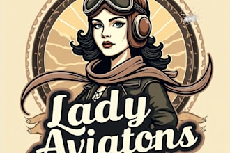 design high quality vintage lady aviation logo with unlimited revision
