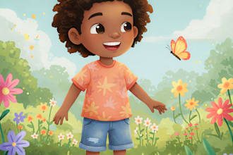 design african american children story book illustration and children book cover