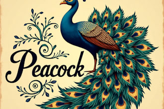 design high quality vintage peacock logo with free source file
