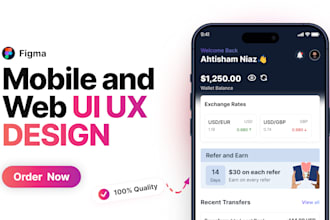 do mobile app ui ux, website ui ux, web app ui ux, dashboard ui design