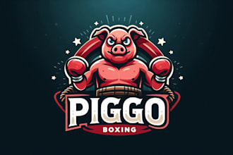 do awesome piggo boxing  angry pig fighter mascot logo design