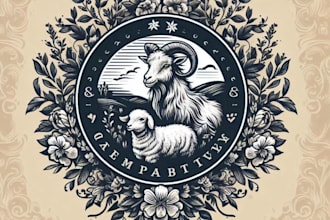 do vintage goat sheep logo with in 24 hours