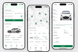 develop car services app, garage app, car rental app, car parking app