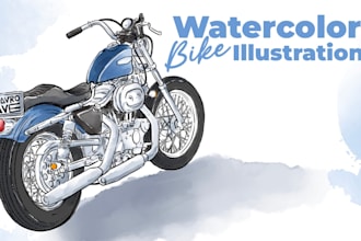 draw watercolor for motorcycle tshirt