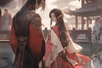 draw couple illustration or portrait in anime style