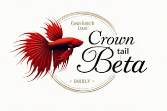 design outstanding red beta fish mascot logo  with unlimited revision
