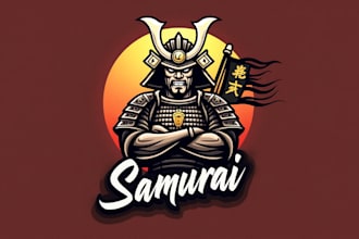 make a high quality angry samurai warrior mascot logo  in 12 hours