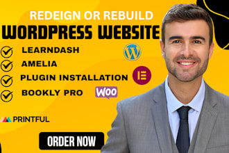 build wordpress website bookly pro learndash amelia membership lms website