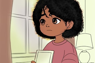 create african american children colouring book, line drawings illustrations