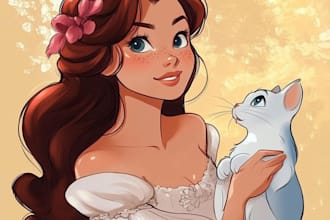 draw you a beautiful portrait in disney cartoon style