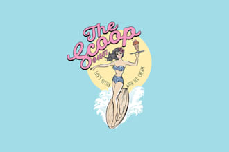 design awesome style ice cream parlor logo