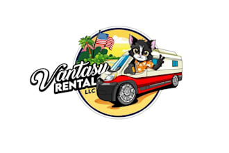 design funky colorful suck van rental company logo