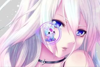 draw anime illustration portrait, oc, fanart, cover, pfp, vtuber for you